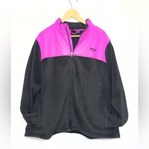 Women's FILA Sport Faux Fur Black/pink Zip-Up Jacket Super Soft & Warm Sz 3XL